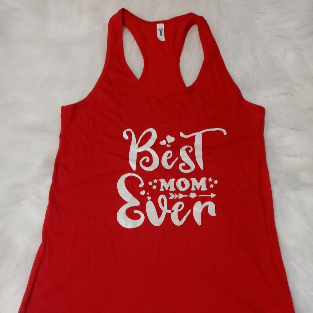Women Tank Top Large Red Personalized Custom Best Mom Ever Design Fast Shipping~